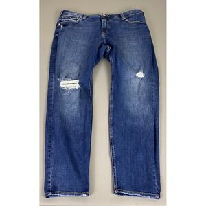 Silver Jeans Co Women's Size 29 Boyfriend Dark Blue Wash Distressed Denim